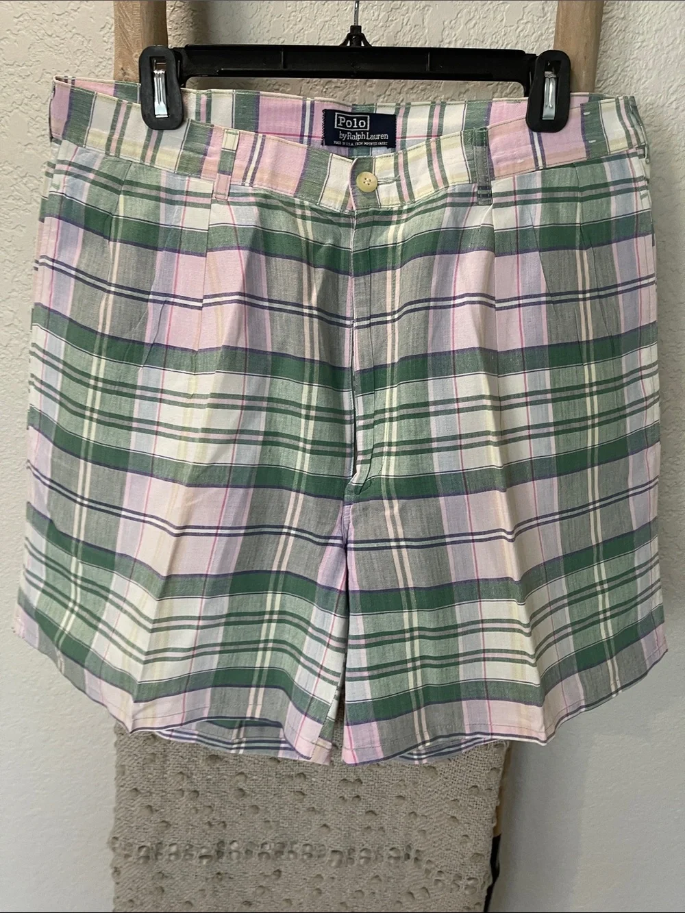 Vintage Polo by Ralph Lauren Pastel Pink & Green Plaid Shorts